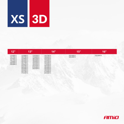 Textilní sněhové řetězy 3D XS EN16662-1 Önorm V5121 2 ks AMiO-04506