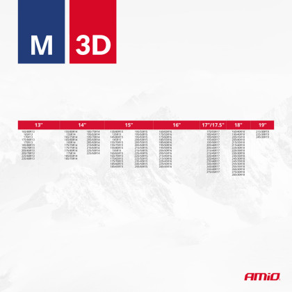 Textilní sněhové řetězy 3D M EN16662-1 Önorm V5121 2 ks AMIO-04508