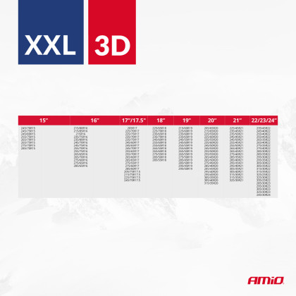 Textilní sněhové řetězy 3D XXL EN16662-1 Önorm V5121 2 ks AMIO-04511
