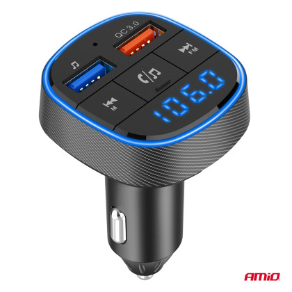 FM transmitter 2×USB-A 12V 24V AMIO-04648
