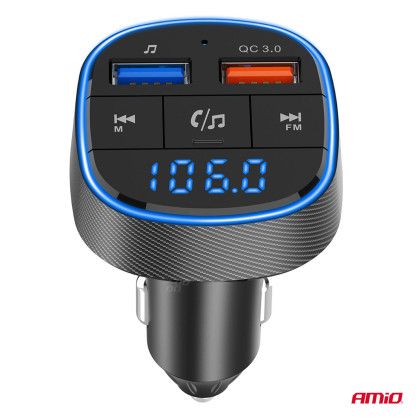 FM transmitter 2×USB-A 12V 24V AMIO-04648