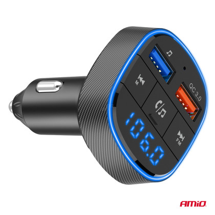 FM transmitter 2×USB-A 12V 24V AMIO-04648