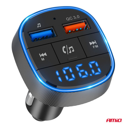 FM transmitter 2×USB-A 12V 24V AMIO-04648