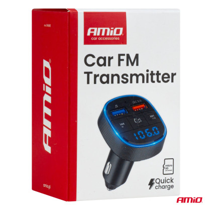 FM transmitter 2×USB-A 12V 24V AMIO-04648
