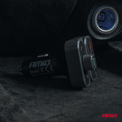 FM transmitter 2×USB-A 1×USB 12V 24V AMIO-04649