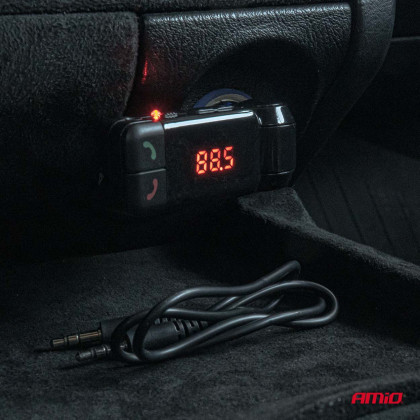 FM transmitter 2×USB-A 12V 24V AMIO-04650