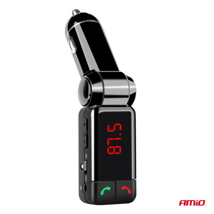 FM transmitter 2×USB-A 12V 24V AMIO-04650