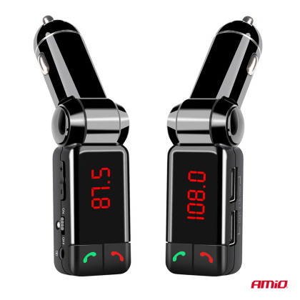 FM transmitter 2×USB-A 12V 24V AMIO-04650