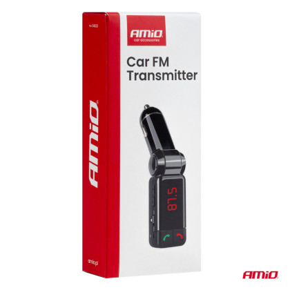FM transmitter 2×USB-A 12V 24V AMIO-04650