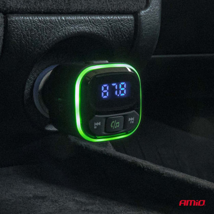 FM transmitter 1×USB-A 2×USB-C 12V 24V AMIO-04651