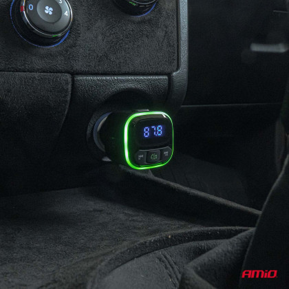 FM transmitter 1×USB-A 2×USB-C 12V 24V AMIO-04651