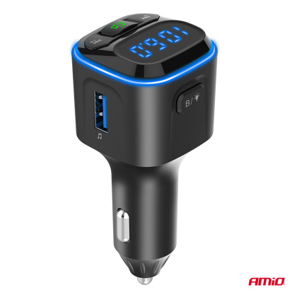 FM transmitter 1×USB-A 2×USB-C 12V 24V AMIO-04651