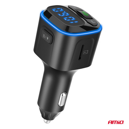 FM transmitter 1×USB-A 2×USB-C 12V 24V AMIO-04651