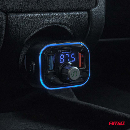 FM transmitter 1×USB-C microSD 12V 24V AMIO-04652