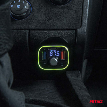 FM transmitter 1×USB-C microSD 12V 24V AMIO-04652