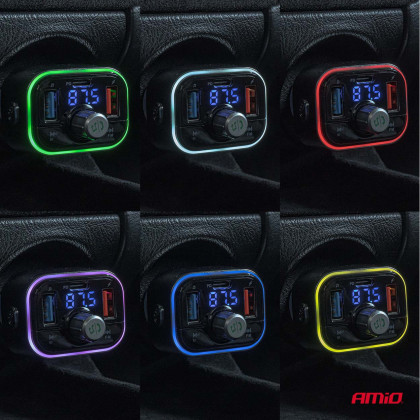 FM transmitter 1×USB-C microSD 12V 24V AMIO-04652