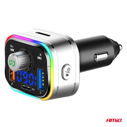 FM transmitter 1×USB-C microSD 12V 24V AMIO-04652