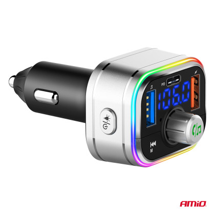 FM transmitter 1×USB-C microSD 12V 24V AMIO-04652
