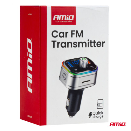 FM transmitter 1×USB-C microSD 12V 24V AMIO-04652