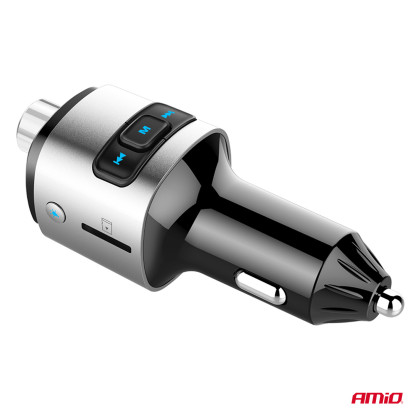 FM transmitter 2×USB-A microSD 12V 24V AMIO-04654