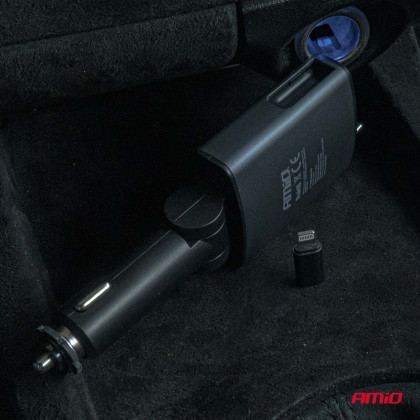 FM transmitter 1×USB-A 1×USB-C 12V 24V AMIO-04656