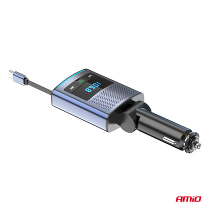 FM transmitter 1×USB-A 1×USB-C 12V 24V AMIO-04656