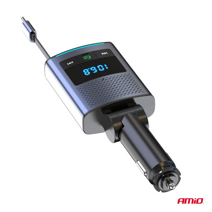 FM transmitter 1×USB-A 1×USB-C 12V 24V AMIO-04656