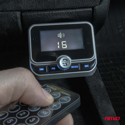 FM transmitter 2×USB-A 12/24V AMiO-04657