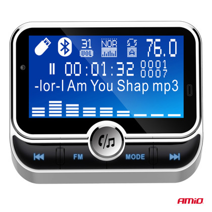 FM transmitter 2×USB-A 12/24V AMiO-04657