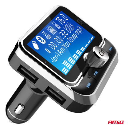 FM transmitter 2×USB-A 12/24V AMiO-04657