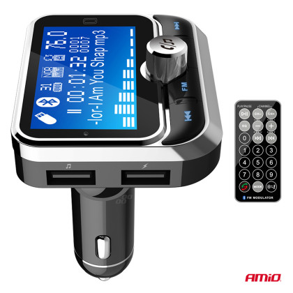 FM transmitter 2×USB-A 12/24V AMiO-04657