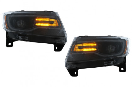 Přední světla s LED denními světly a dynamickým LED blinkrem pro Jeep Grand Cherokee IV WK2 (2011-2013) černá