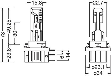 Žárovka, LED H15 12V 3.8W/16.5W OSRAM 64176DWESY-2HB