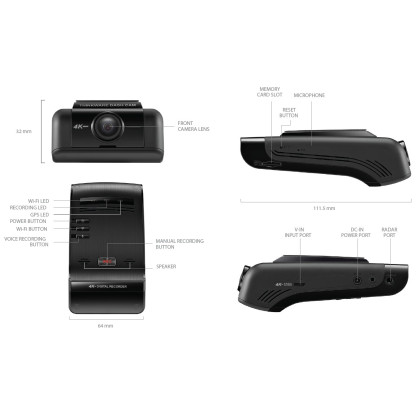 Thinkware U1000 Plus 2CH Autokamera 4K+FHD, WiFi, GPS, BT, HDR, vzdálený přístup