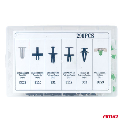 Spony a příchytky na čalounění vozidel 290 ks AMIO-04742