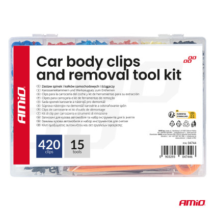 Sada sponek karoserie a nástrojů pro demontáž 420+15 ks AMIO-04744