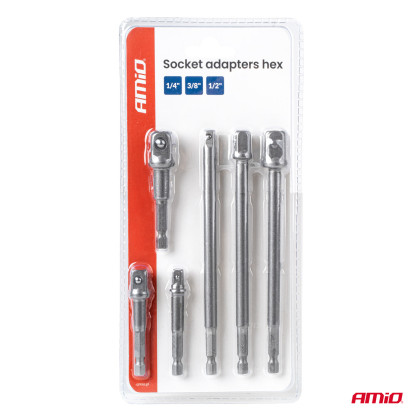 Redukce na nástrčné klíče HEX 1/4" 3/8" 1/2" AMIO-04781