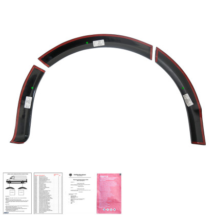 Plastové lemy blatníků pro VW Transporter T5 T5.1 2003-2015 (SV / RD) (10ks) (černý lesk)