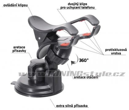 Držák telefonu / GPS na přísavku DOUBLE CLIPS