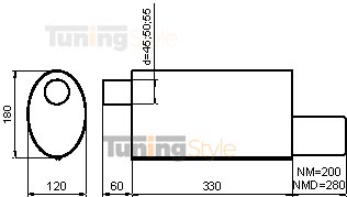 Sportovní výfuk ULTER SPORT Univerzální , koncovka single 120x80mm I vlevo