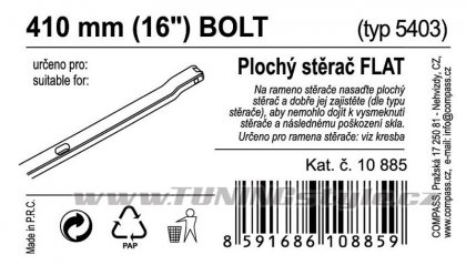 Stěrač FLAT BULK (BOLT) 16"/410mm