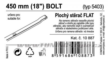 Stěrač FLAT BULK (BOLT) 18"/450mm