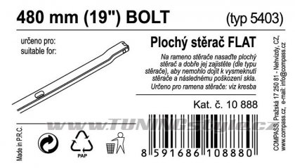 Stěrač FLAT BULK (BOLT) 19"/480mm