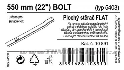 Stěrač FLAT BULK (BOLT) 22"/550mm