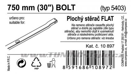 Stěrač FLAT BULK (BOLT) 30"/750mm