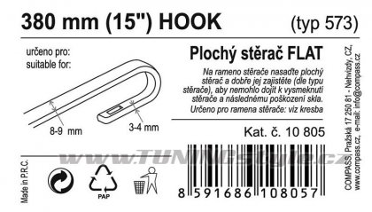 Stěrač FLAT BULK (HOOK) 15"/380mm