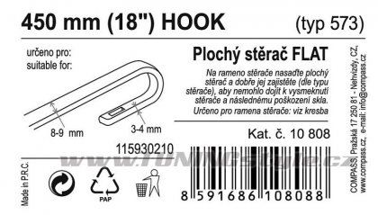 Stěrač FLAT BULK (HOOK) 18"/450mm