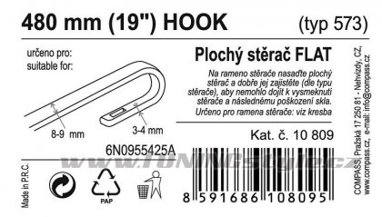 Stěrač FLAT BULK (HOOK) 19"/480mm