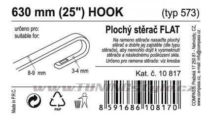 Stěrač FLAT BULK (HOOK) 25"/630mm