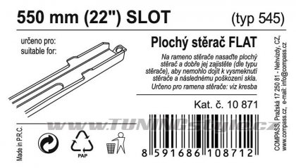 Stěrač FLAT BULK (SLOT) 22"/550mm